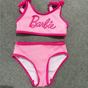 Barbie Pink Two-Piece Girls Swim Set with Hot Pink Trim